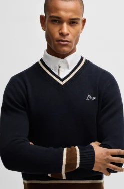 Equestrian V-neck sweater in wool and cashmere