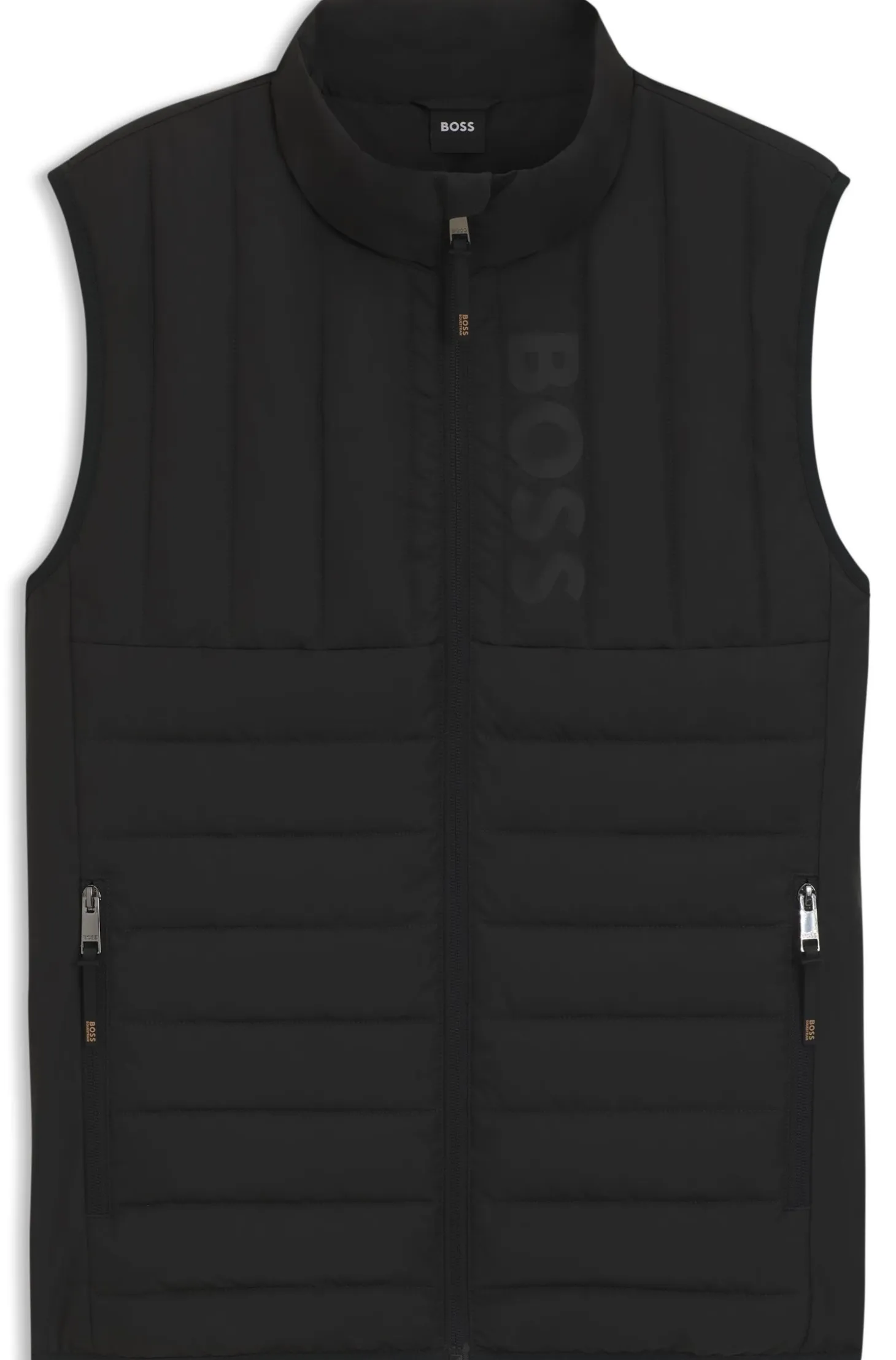 Equestrian waterproof gilet with vertical logo print