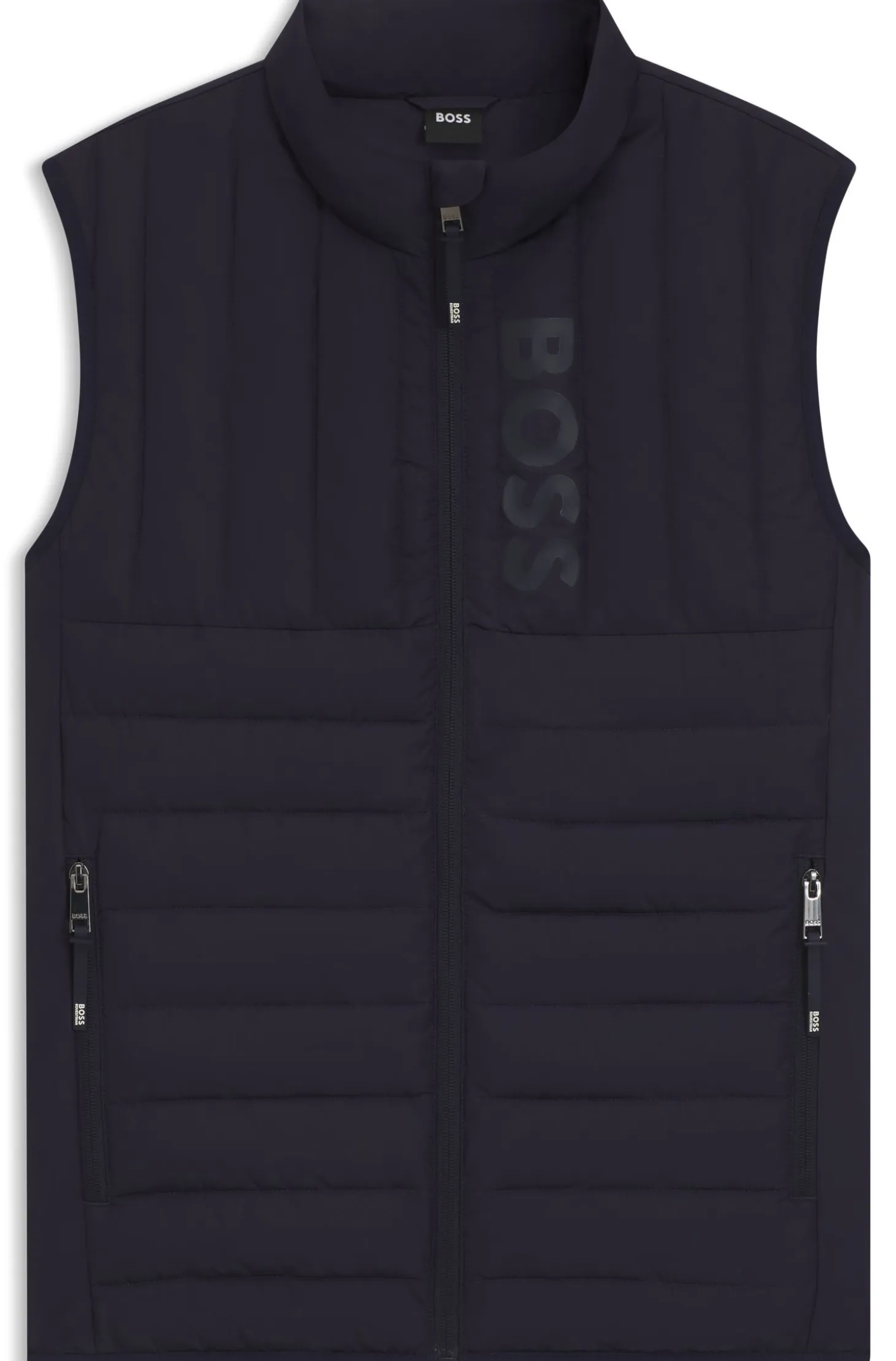 Equestrian waterproof gilet with vertical logo print