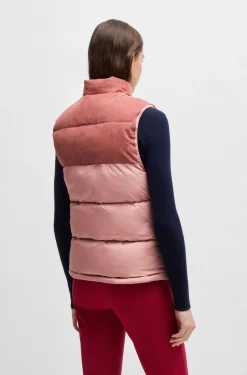 Equestrian waterproof gilet with corduroy trim