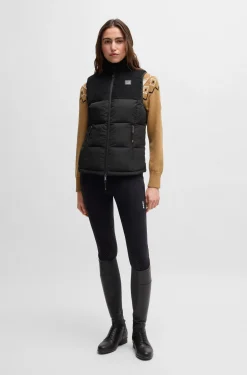 Equestrian waterproof gilet with corduroy trim