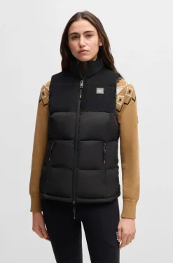 Equestrian waterproof gilet with corduroy trim