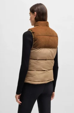 Equestrian waterproof gilet with corduroy trim
