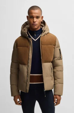 Equestrian waterproof jacket with corduroy details