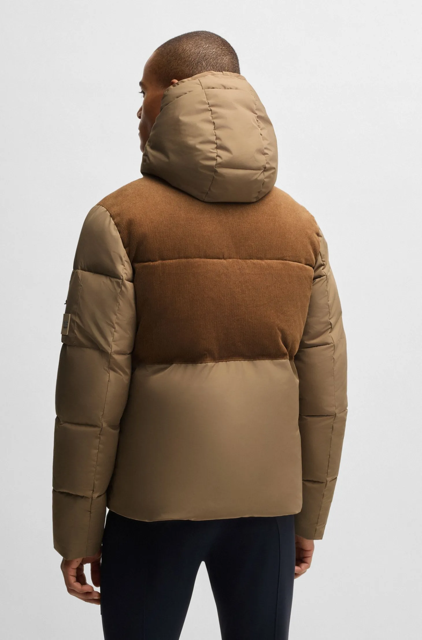 Equestrian waterproof jacket with corduroy details