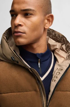 Equestrian waterproof jacket with corduroy details