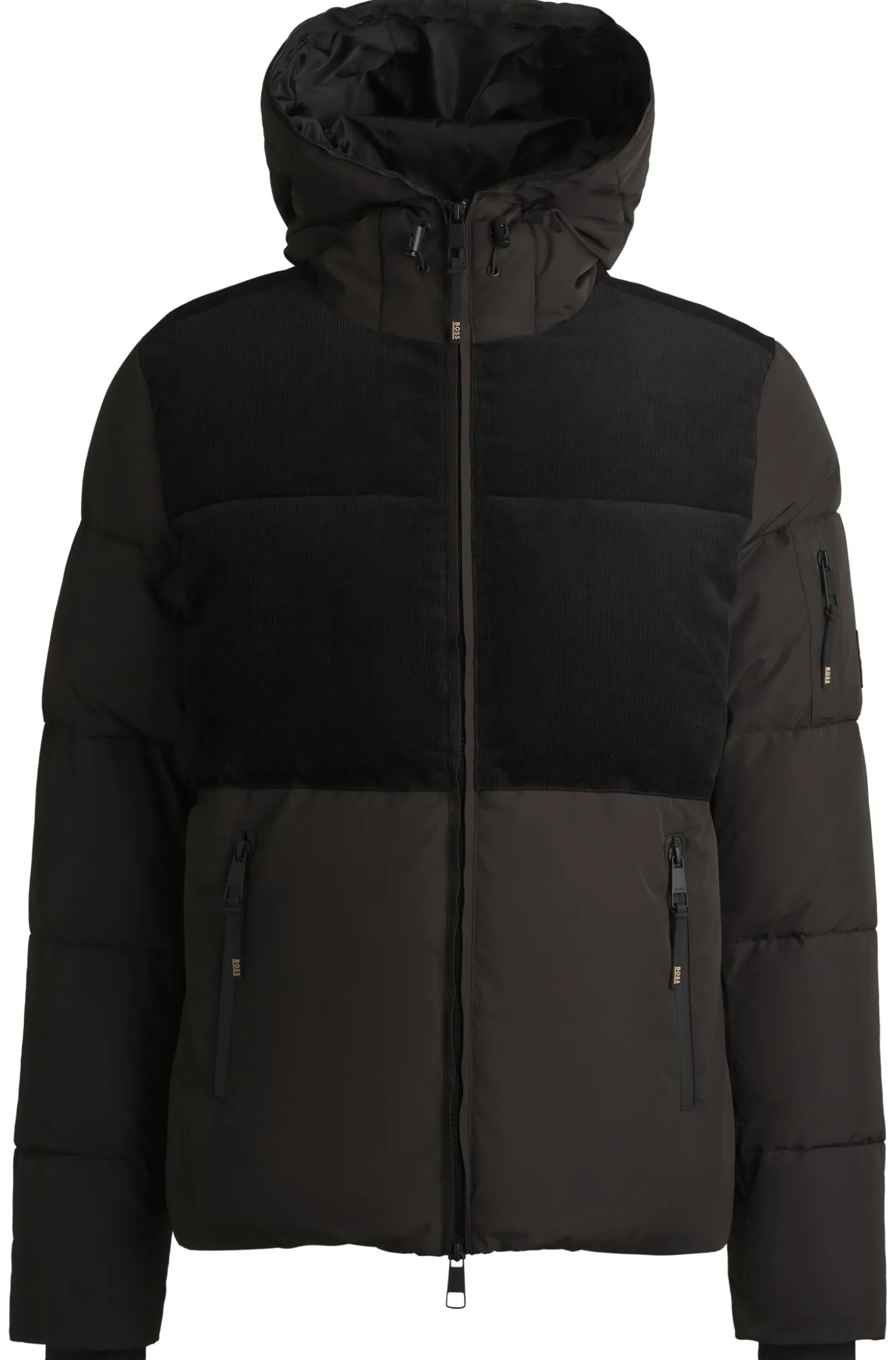 Equestrian waterproof jacket with corduroy details