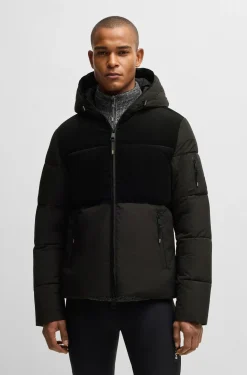 Equestrian waterproof jacket with corduroy details