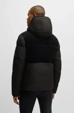Equestrian waterproof jacket with corduroy details
