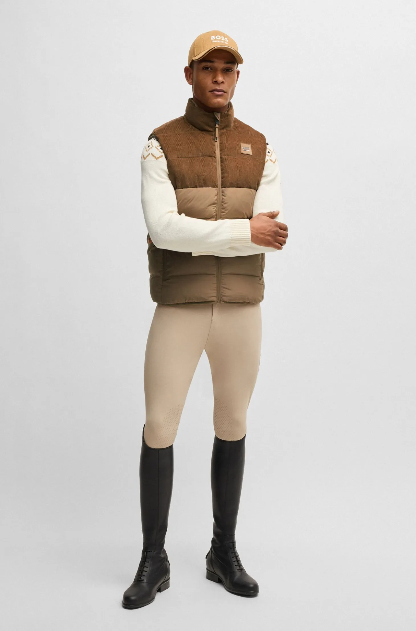 Equestrian waterproof padded gilet with panel