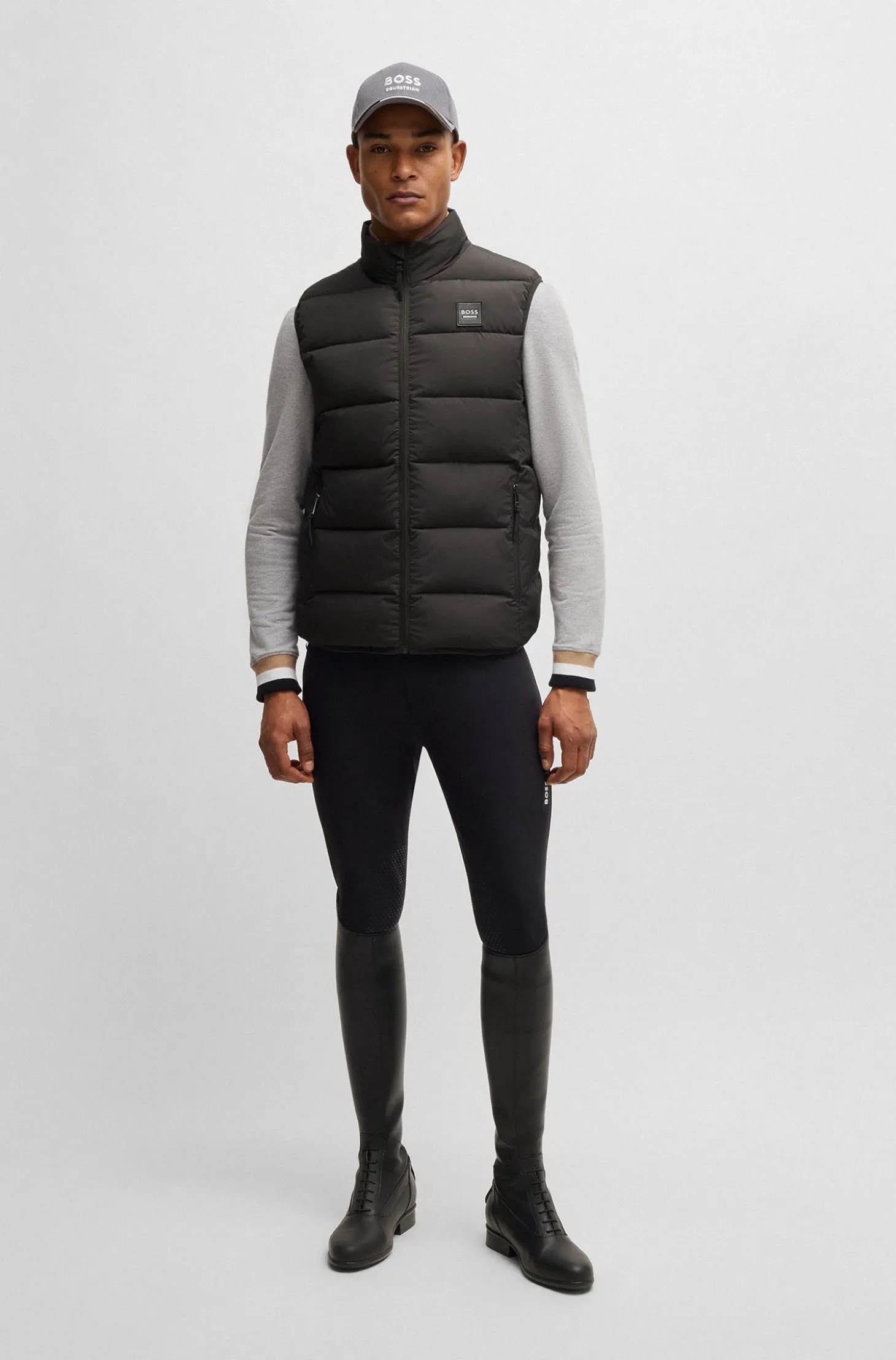 Equestrian waterproof padded gilet with panel
