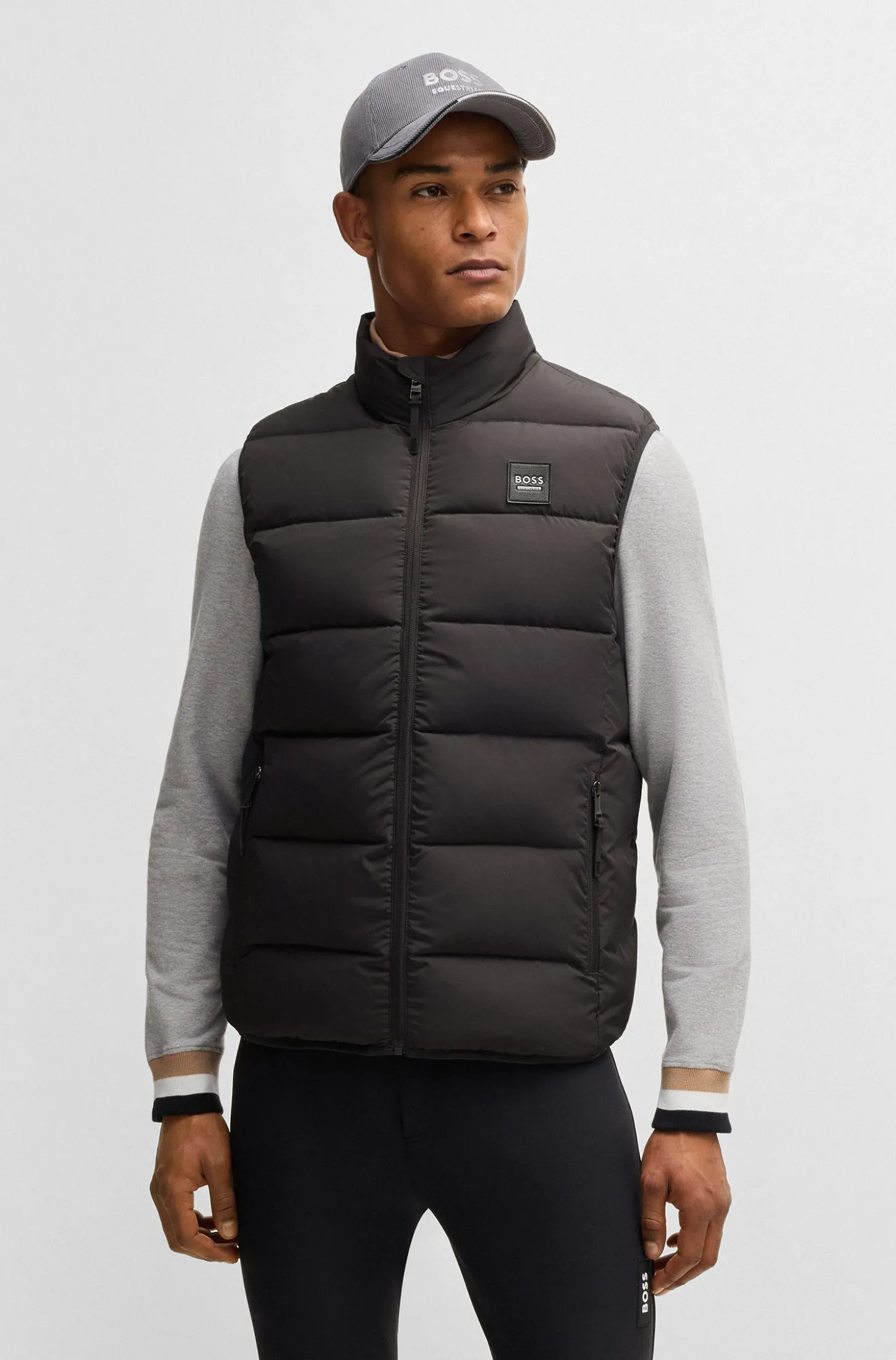 Equestrian waterproof padded gilet with panel