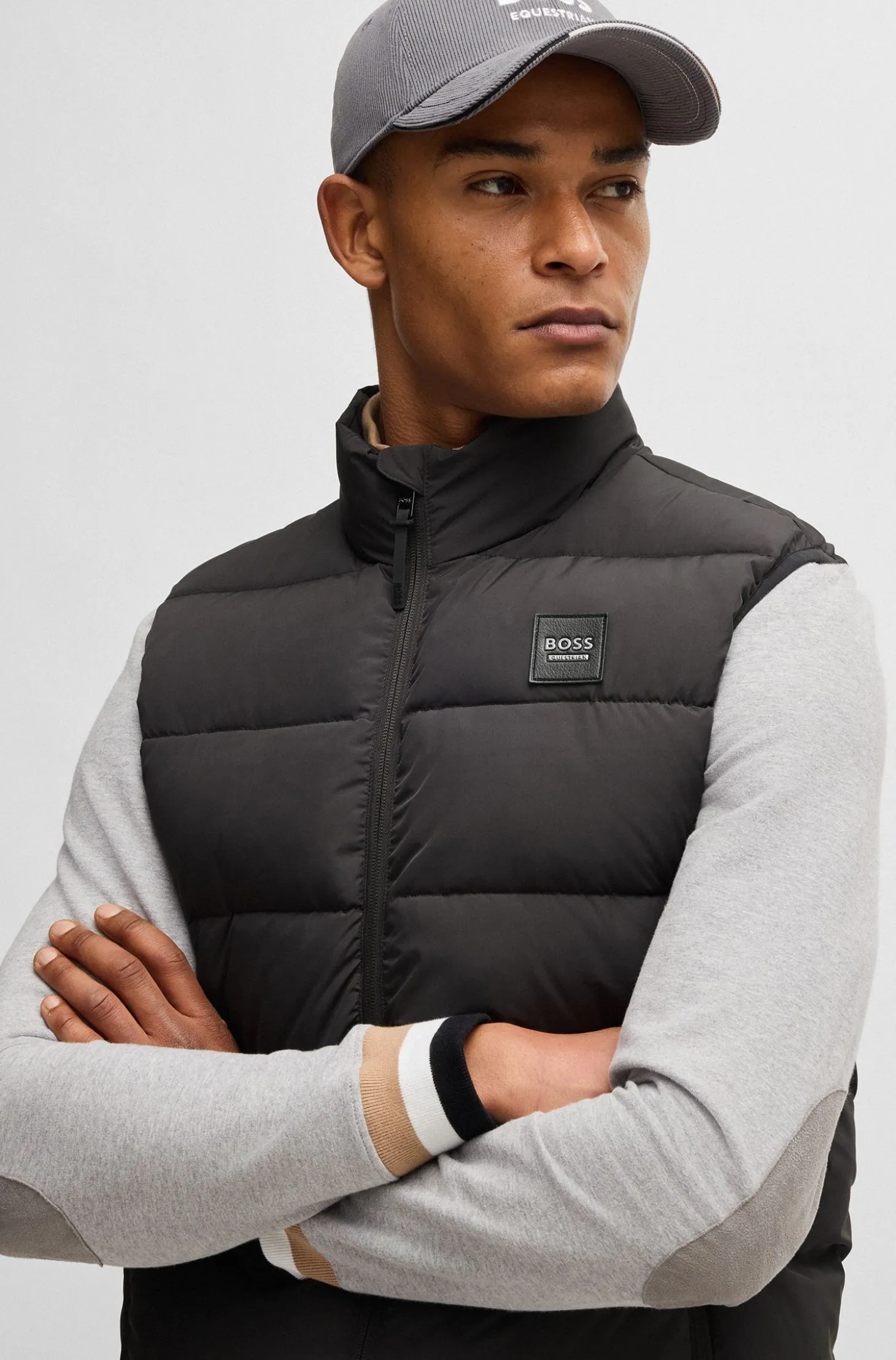 Equestrian waterproof padded gilet with panel