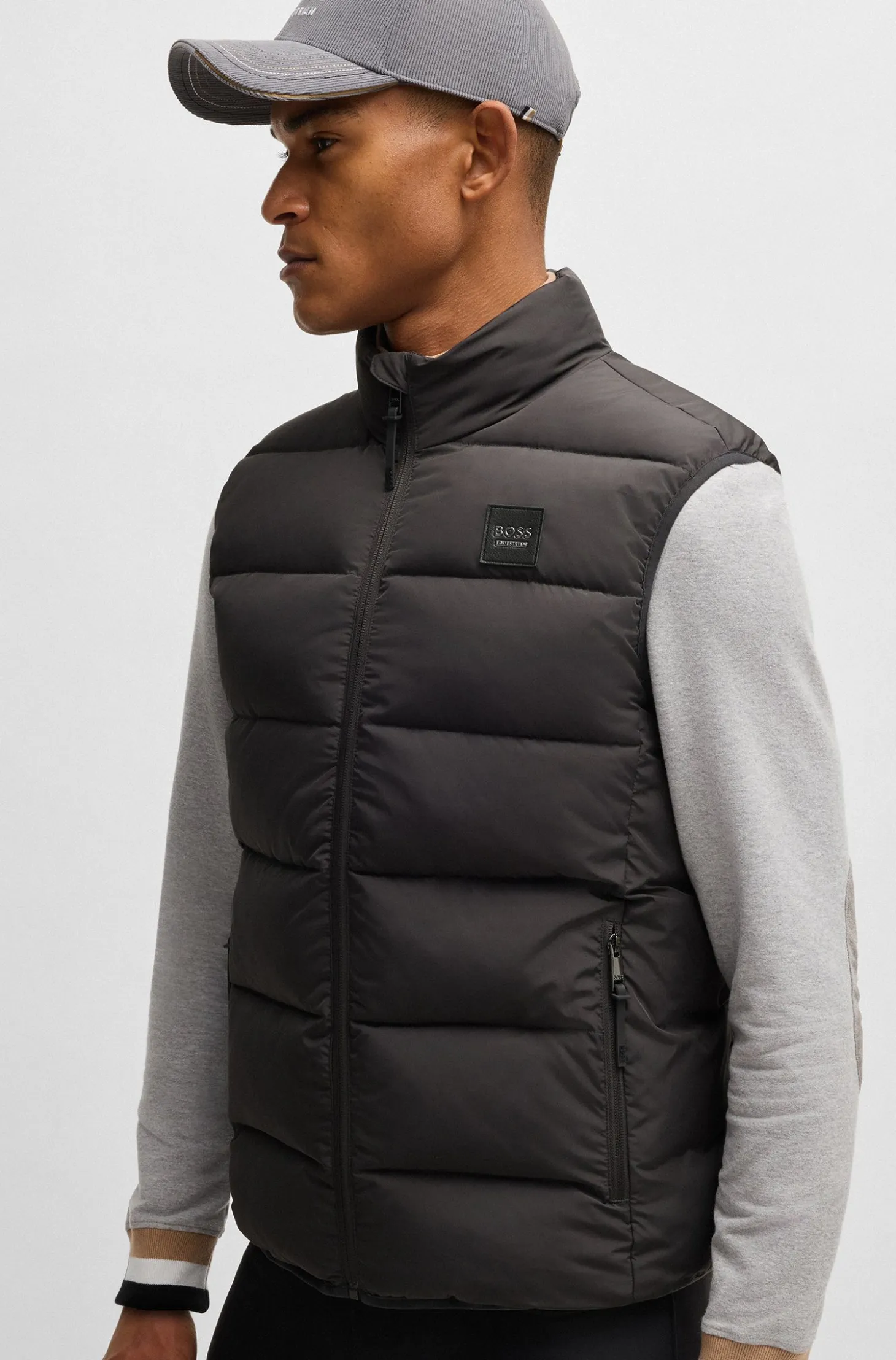 Equestrian waterproof padded gilet with panel