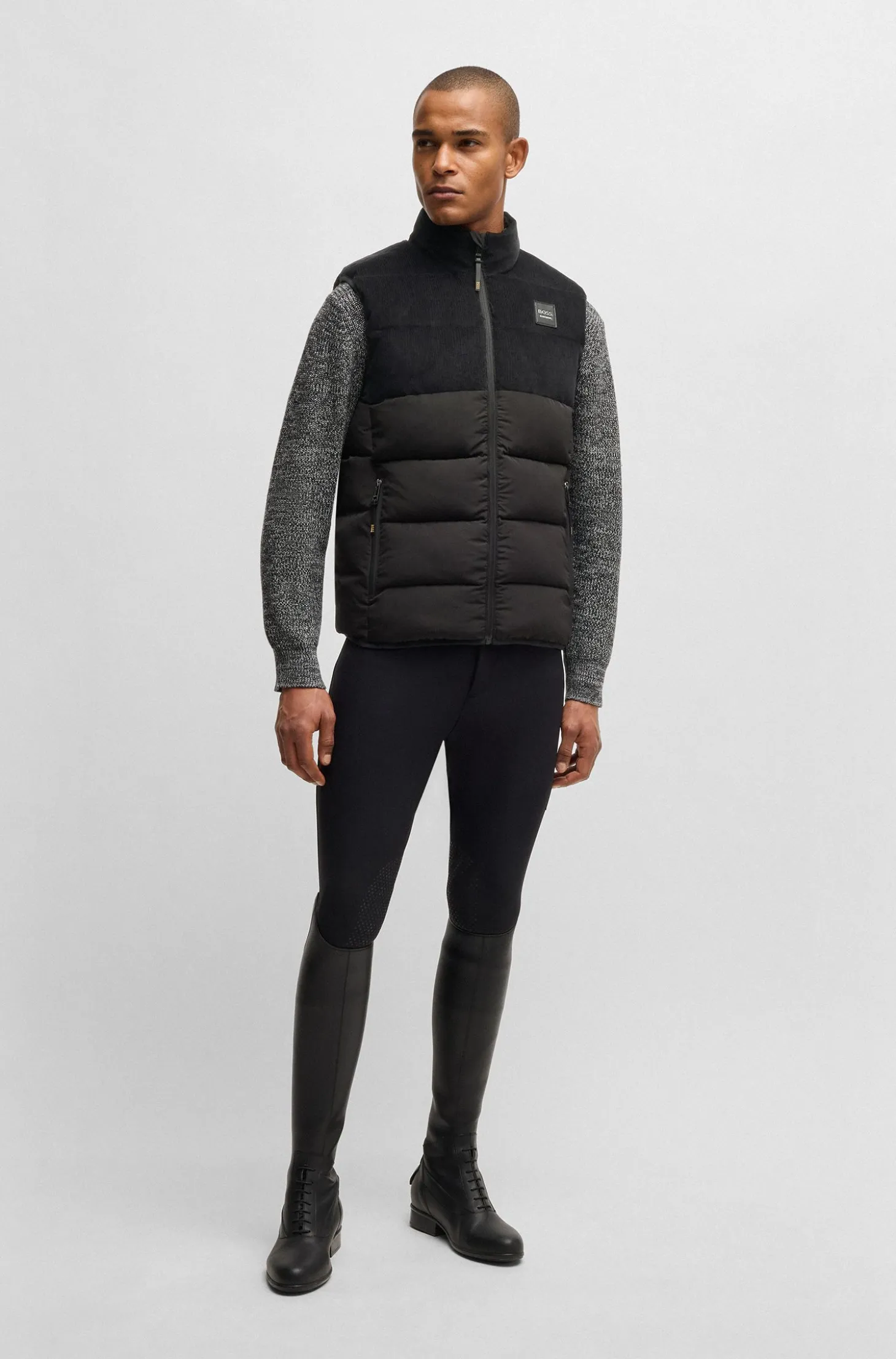 Equestrian waterproof padded gilet with panel