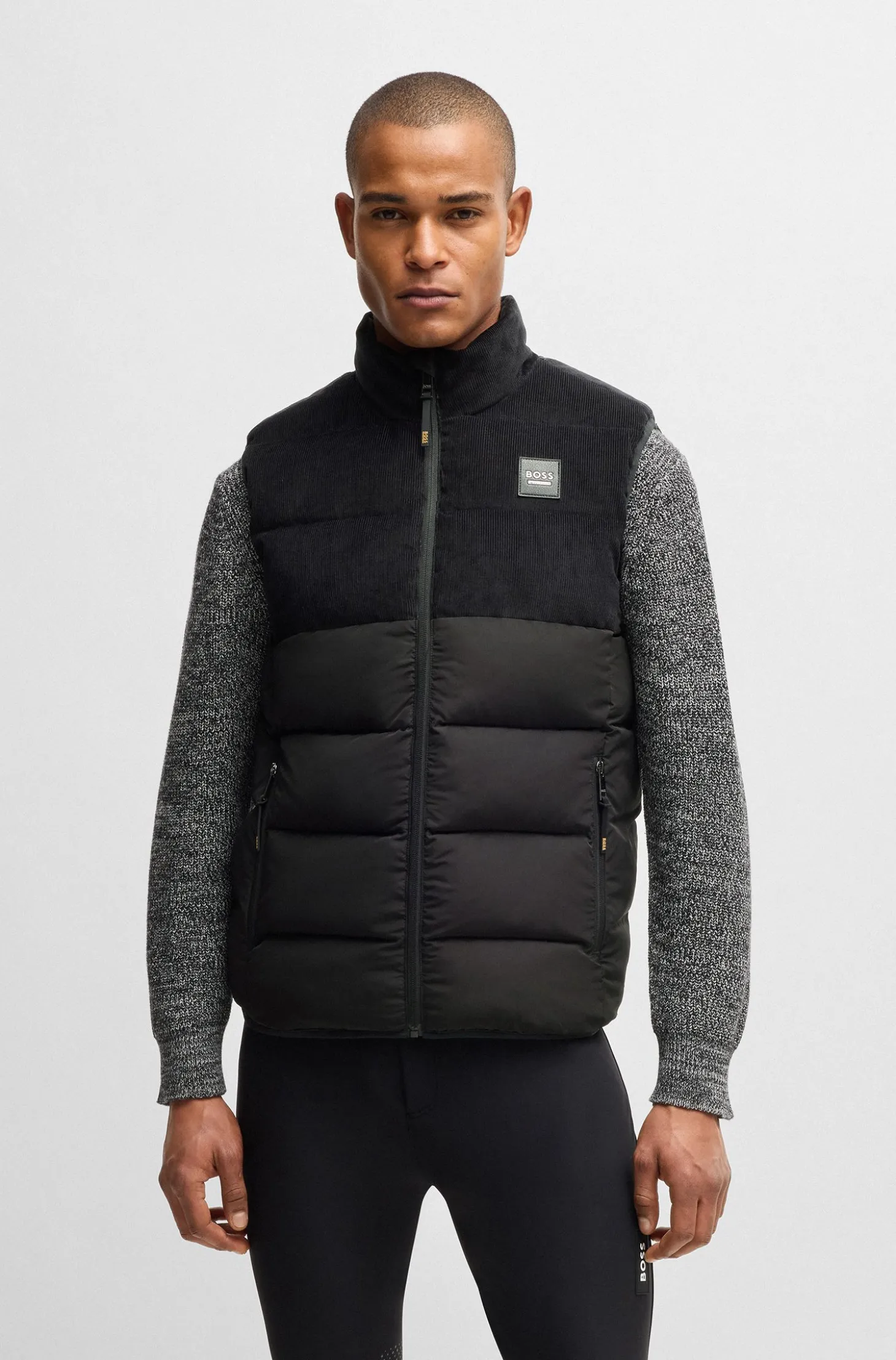Equestrian waterproof padded gilet with panel