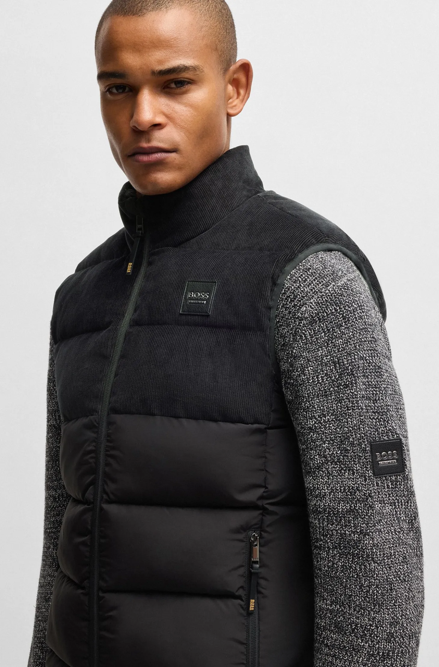 Equestrian waterproof padded gilet with panel