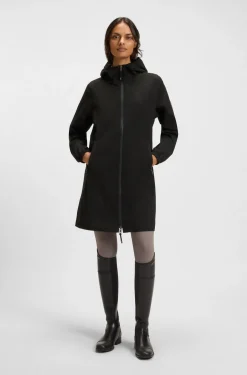 Equestrian waterproof raincoat with adjustable rear zips
