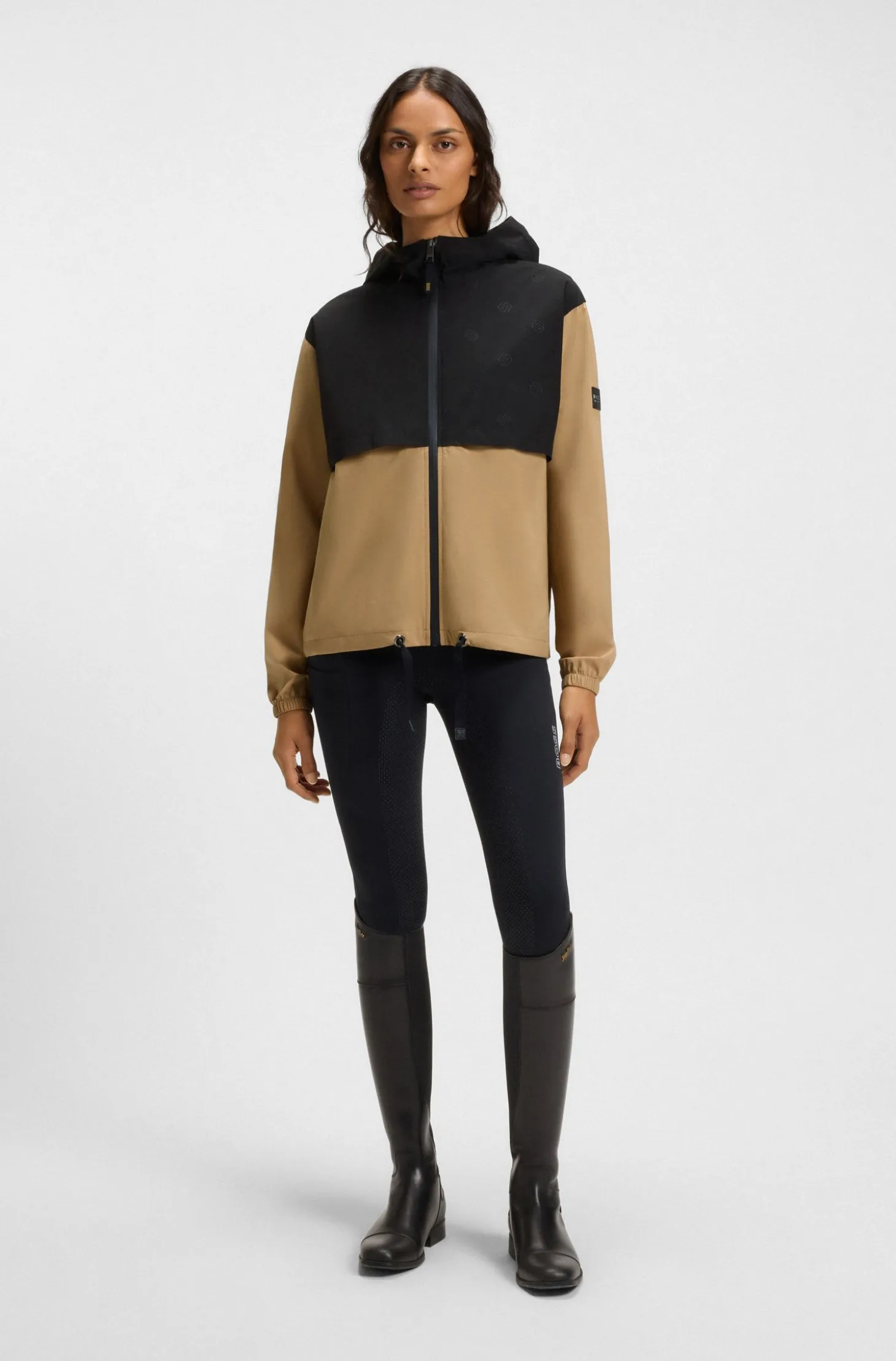 Equestrian waterproof rain jacket with Double B monograms