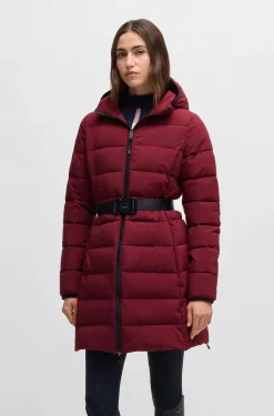 Equestrian water-repellent quilted coat with side zips