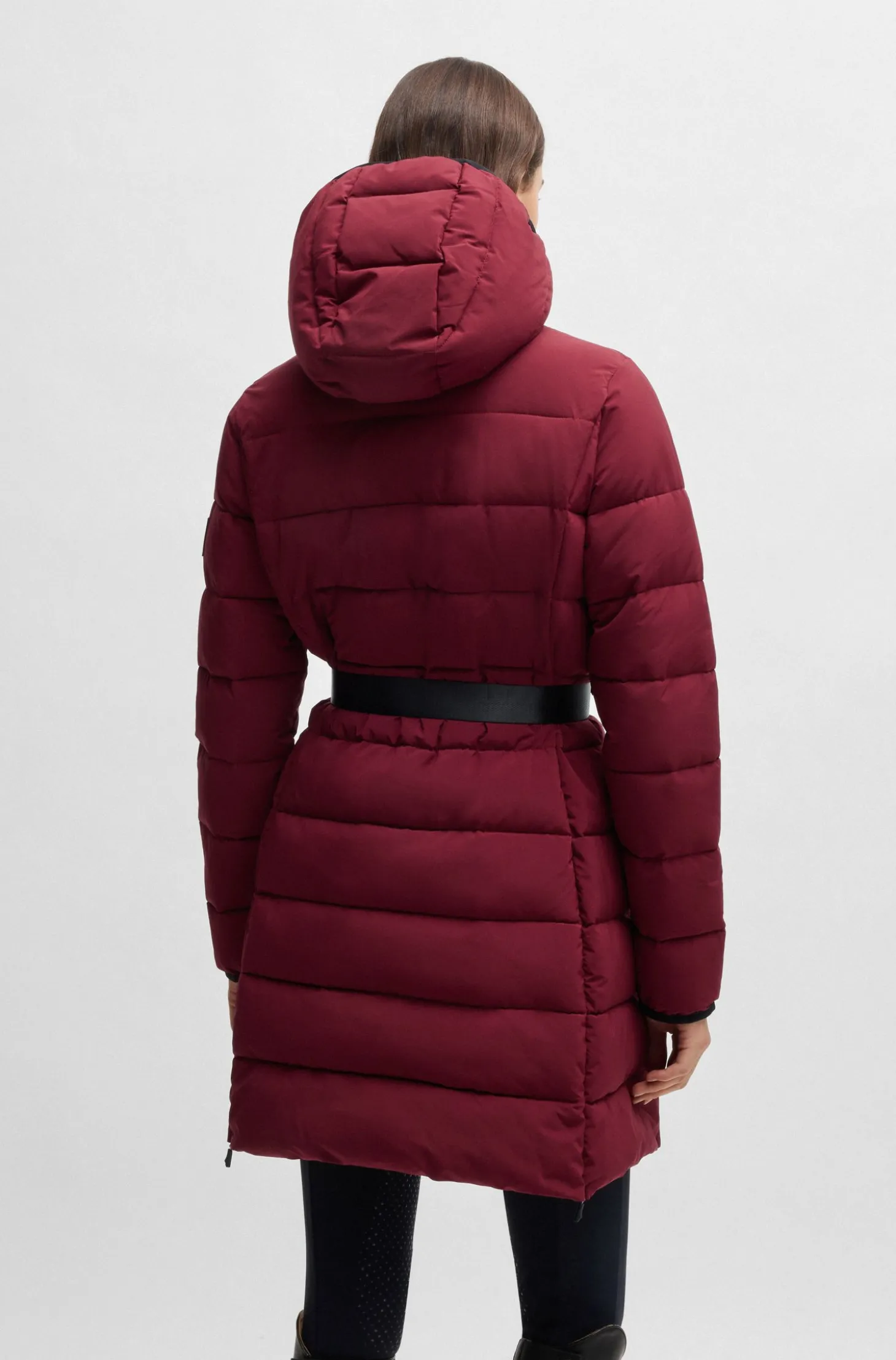Equestrian water-repellent quilted coat with side zips