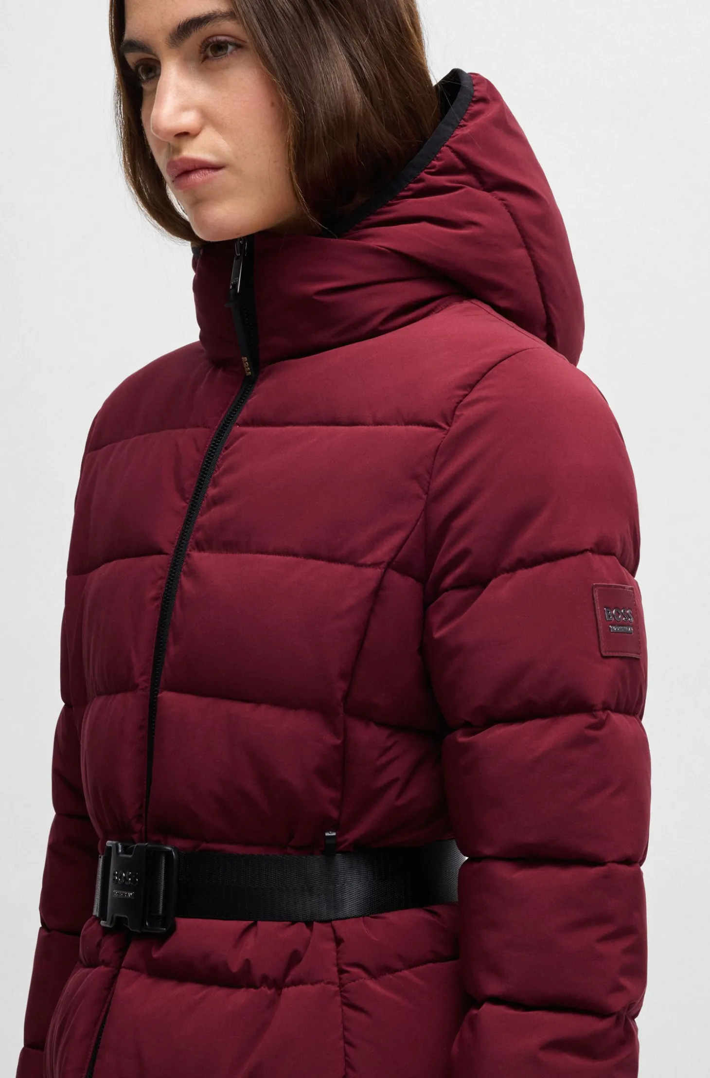 Equestrian water-repellent quilted coat with side zips