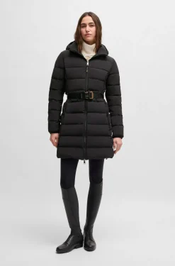 Equestrian water-repellent quilted coat with side zips