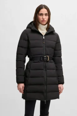 Equestrian water-repellent quilted coat with side zips