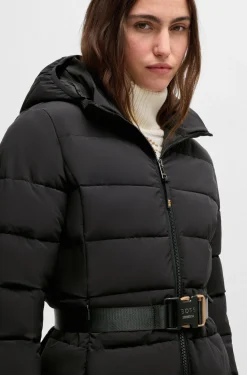 Equestrian water-repellent quilted coat with side zips