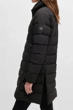 Equestrian water-repellent quilted coat with side zips