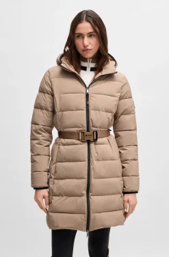 Equestrian water-repellent quilted coat with side zips