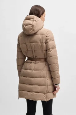 Equestrian water-repellent quilted coat with side zips