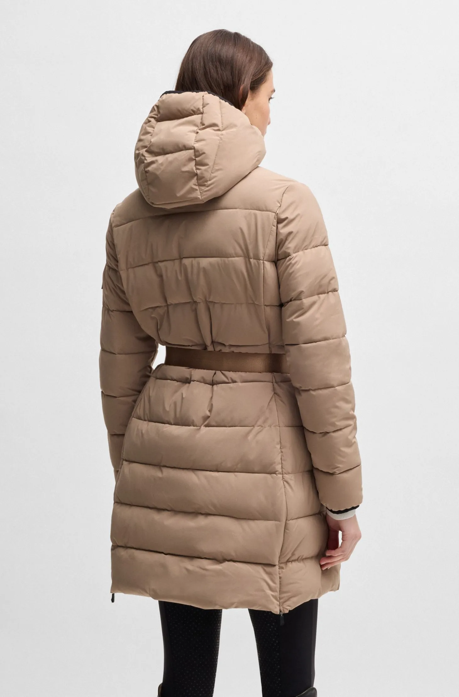 Equestrian water-repellent quilted coat with side zips
