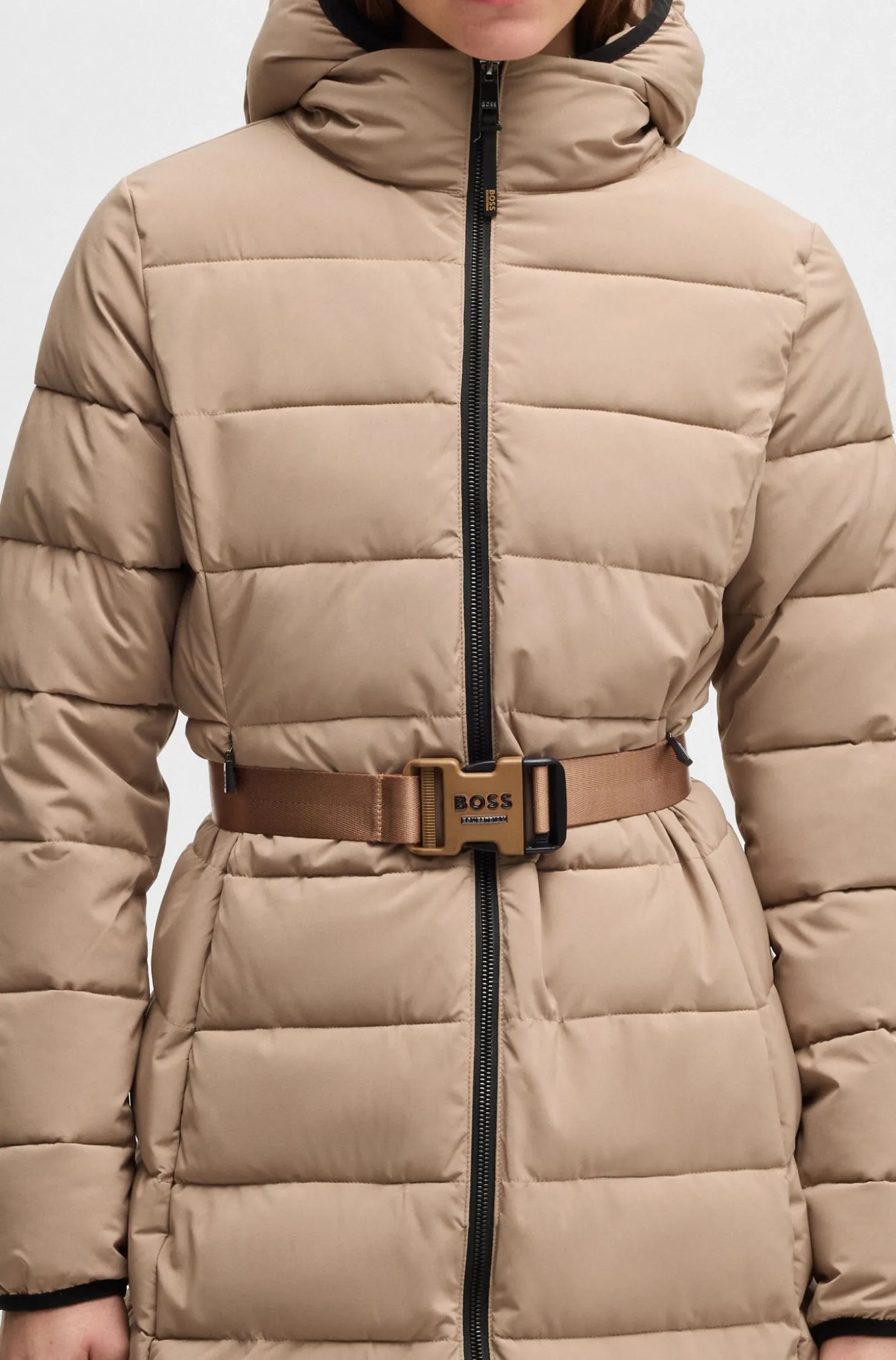 Equestrian water-repellent quilted coat with side zips