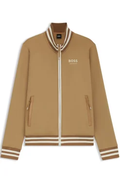 Equestrian zip cardigan with stripe trims