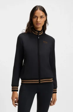 Equestrian zip cardigan with stripe trims