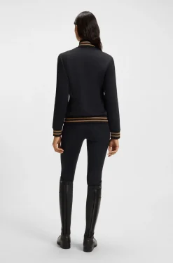 Equestrian zip cardigan with stripe trims