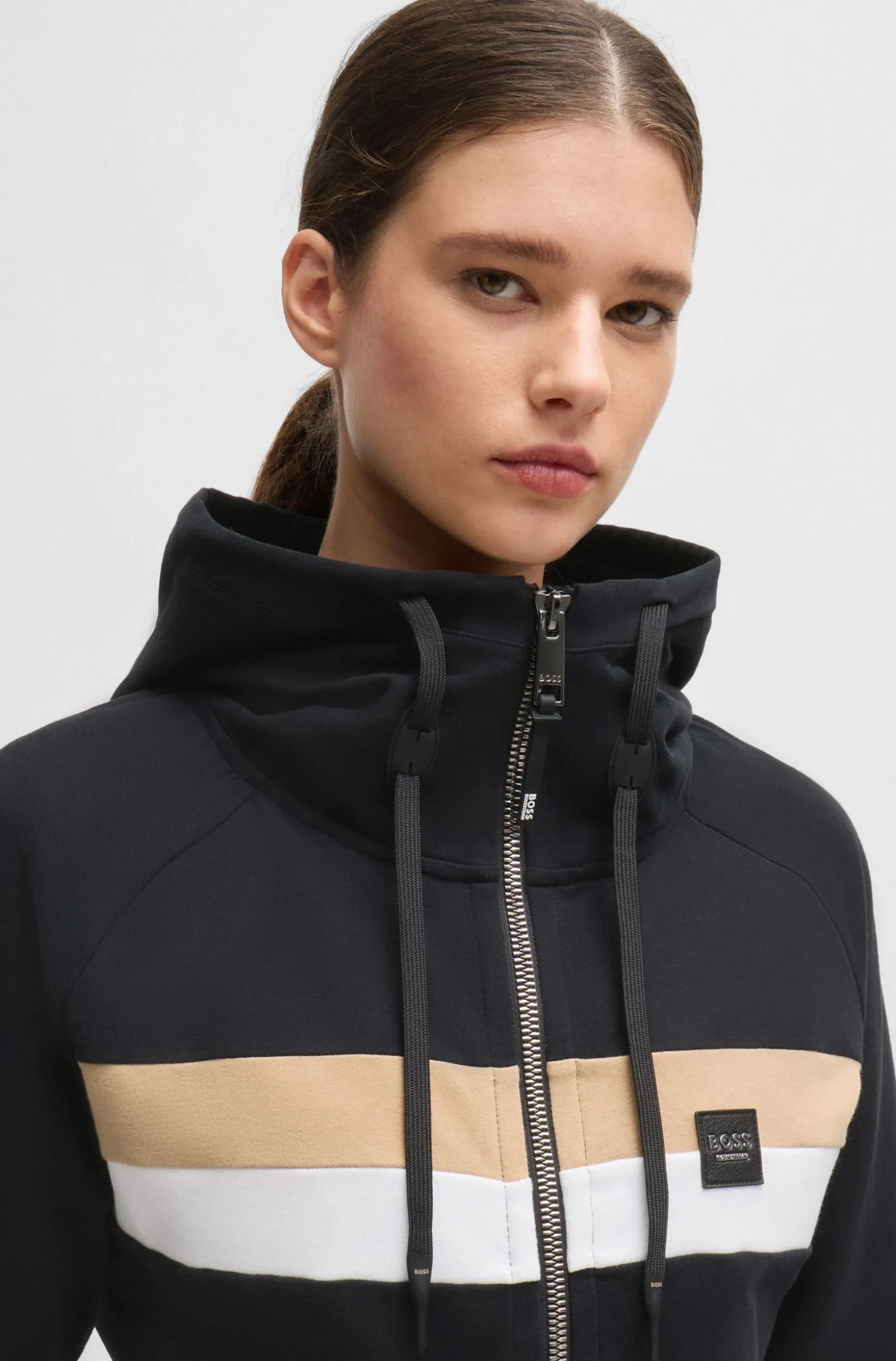 Equestrian zip hoodie in Italian stretch cotton