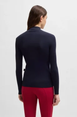 Equestrian zip-neck sweater with ribbed structure