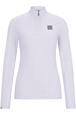 Equestrian zip-neck training top in breathable stretch fabric