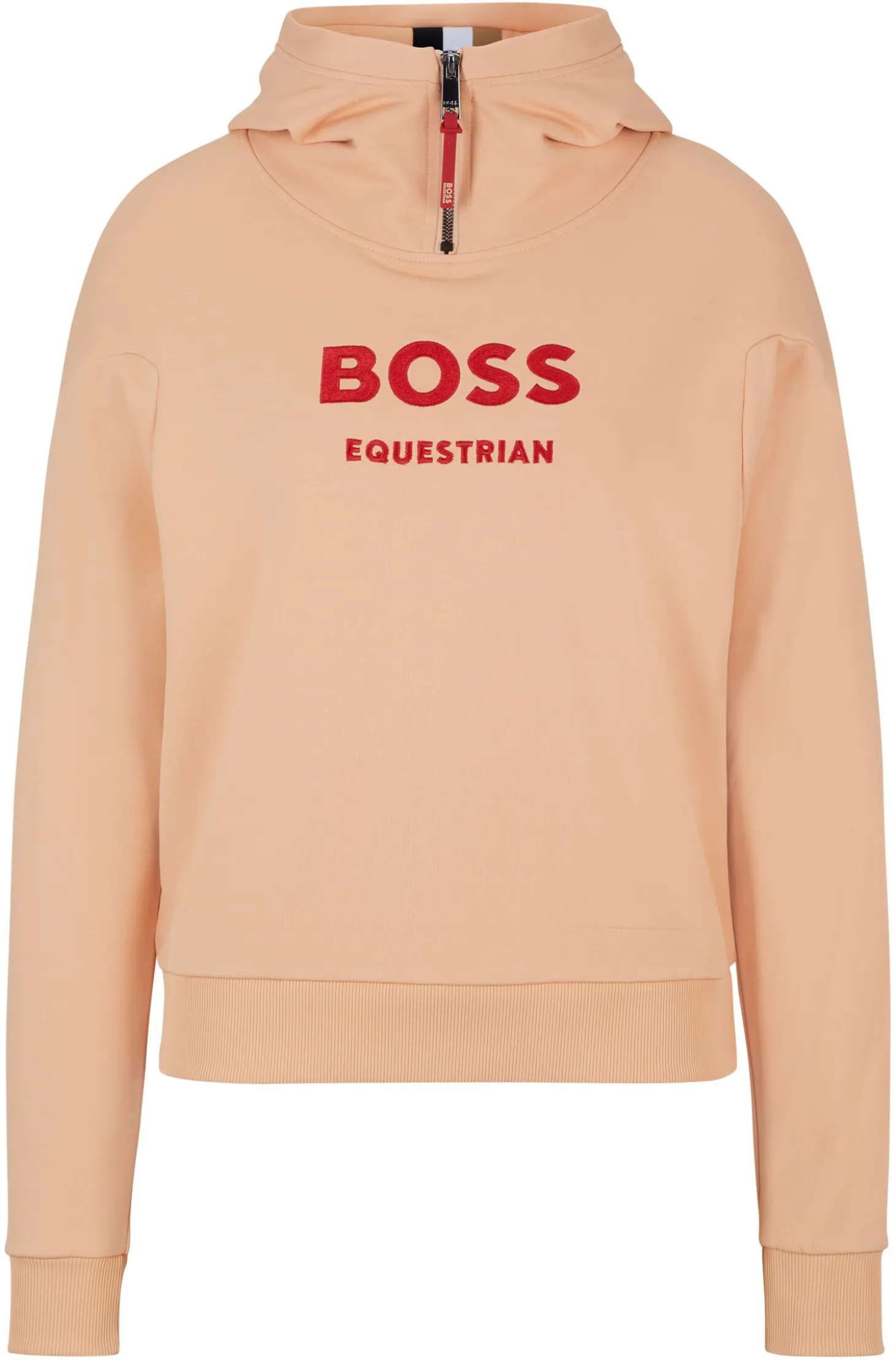 Equestrian zip-up hoodie with silicone logo patch