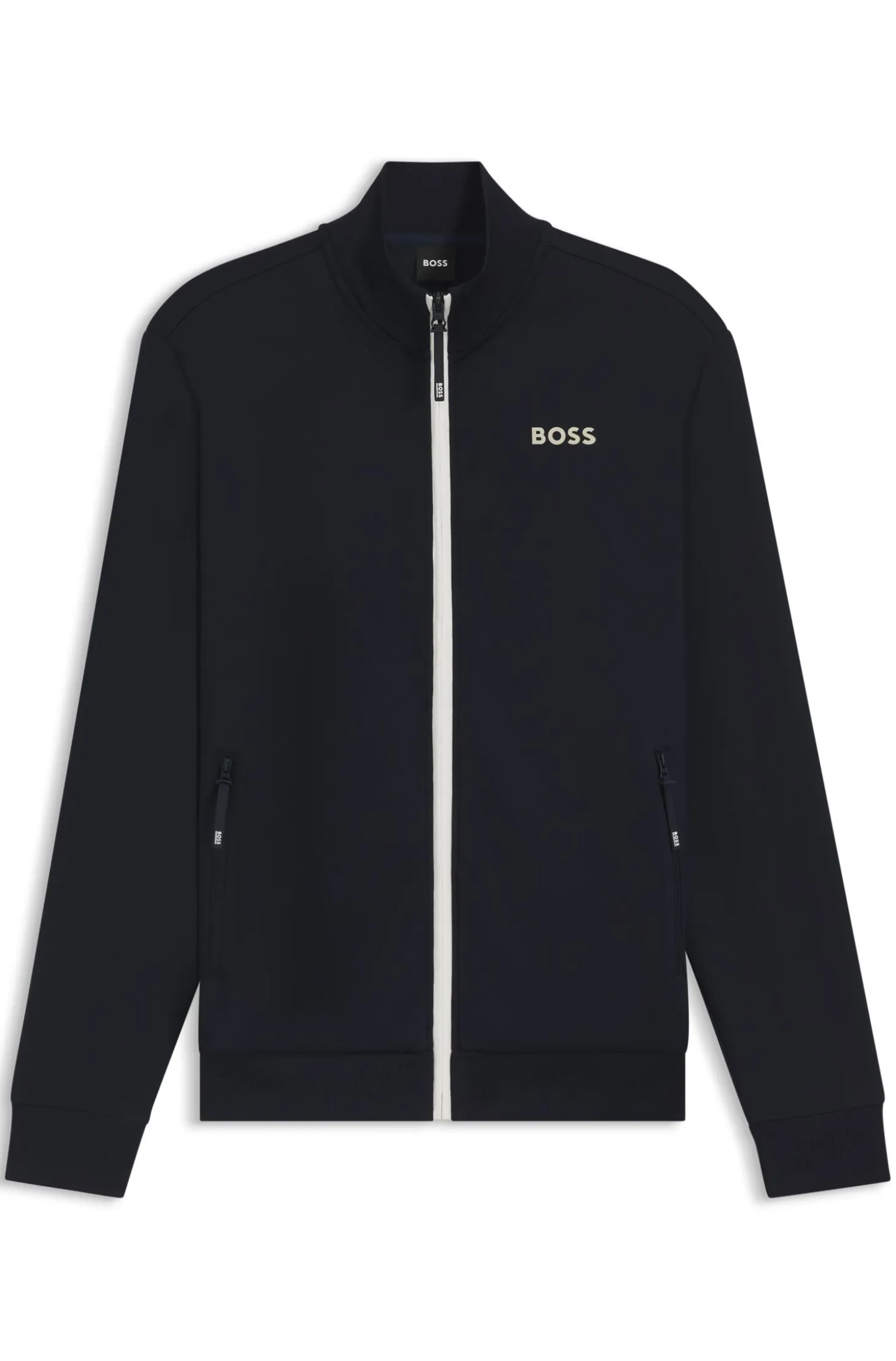 Equestrian zip-up jacket with signature-stripe trims