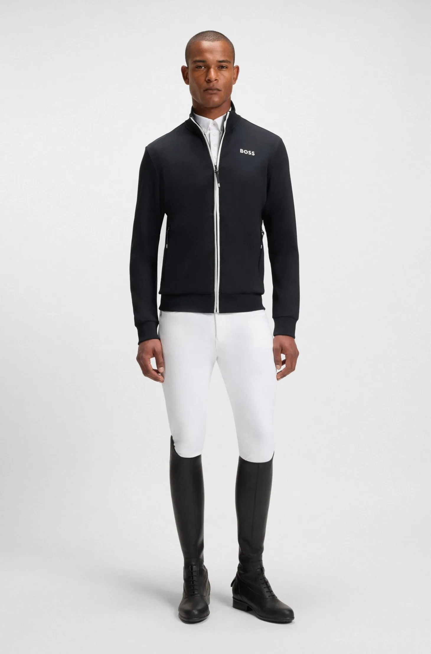 Equestrian zip-up jacket with signature-stripe trims
