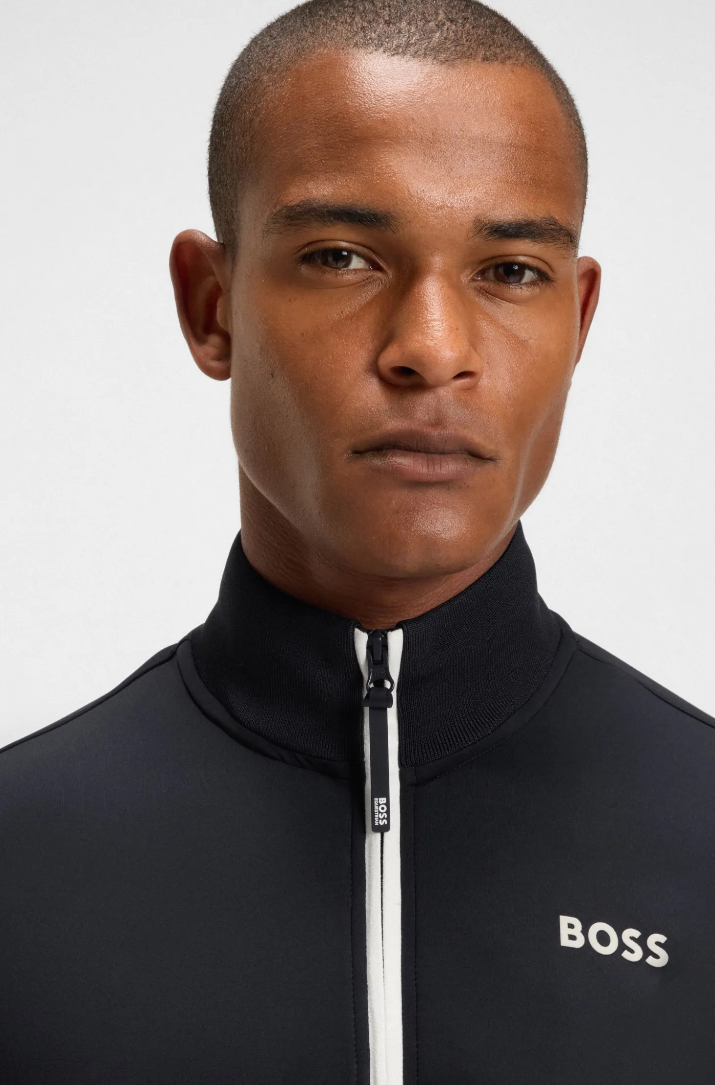 Equestrian zip-up jacket with signature-stripe trims