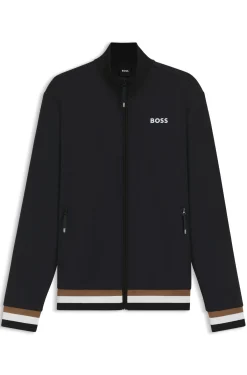 Equestrian zip-up jacket with signature-stripe trims