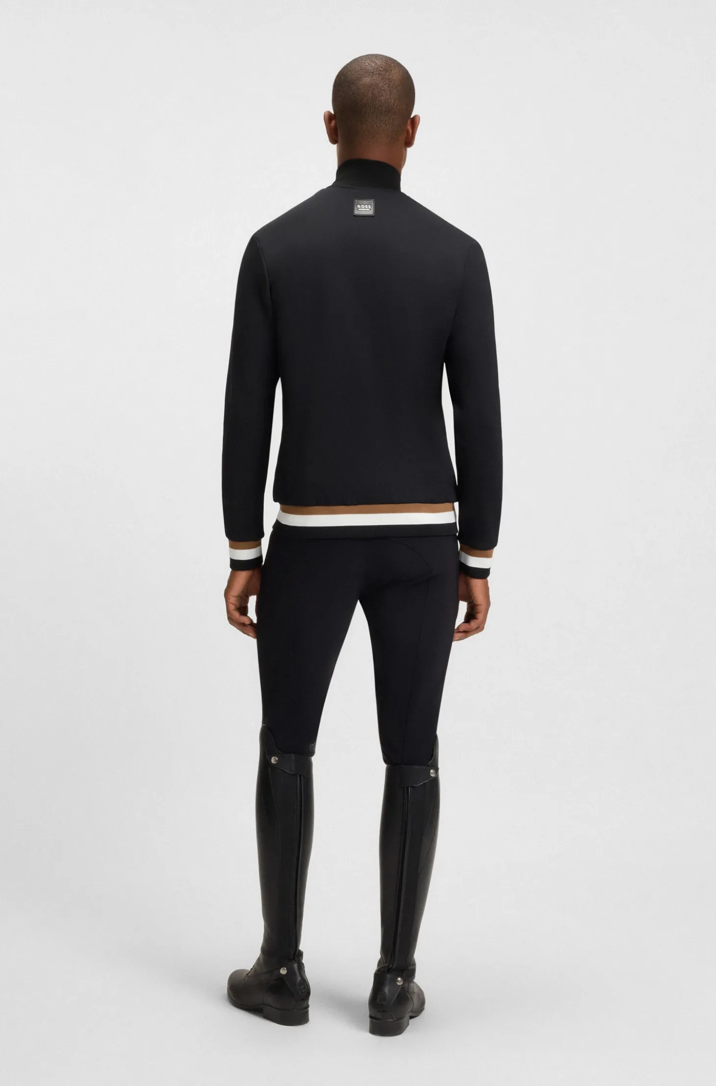 Equestrian zip-up jacket with signature-stripe trims