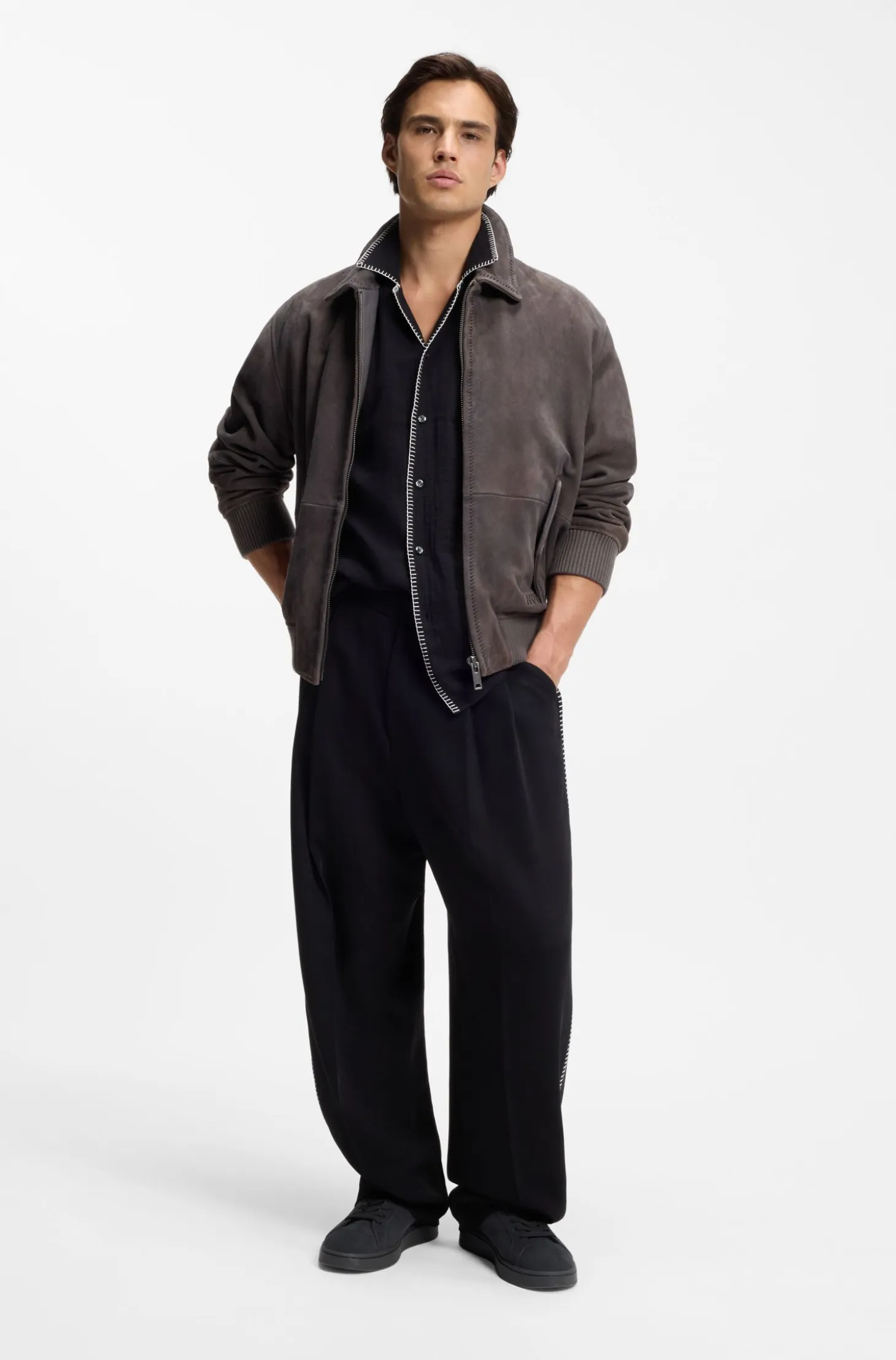 Extra-slim-fit jacket in soft suede