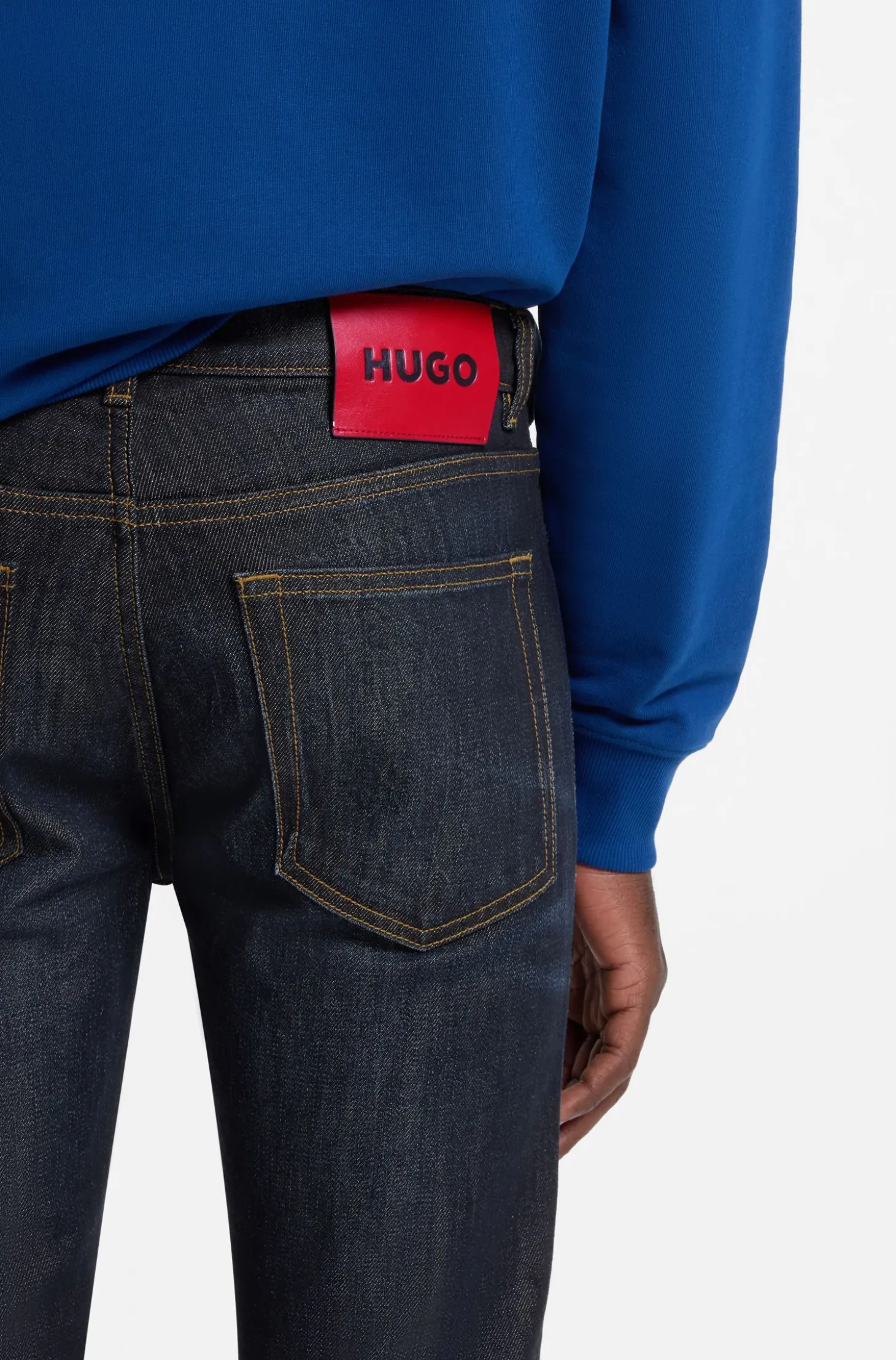 Extra-slim-fit jeans in dark-blue stretch denim
