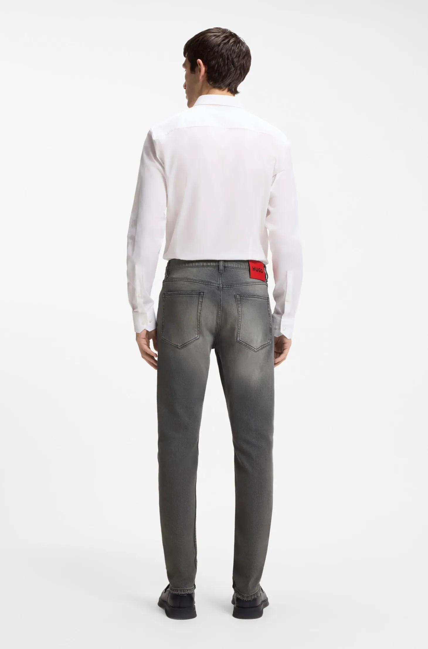 Extra-slim-fit jeans in distressed grey stretch denim