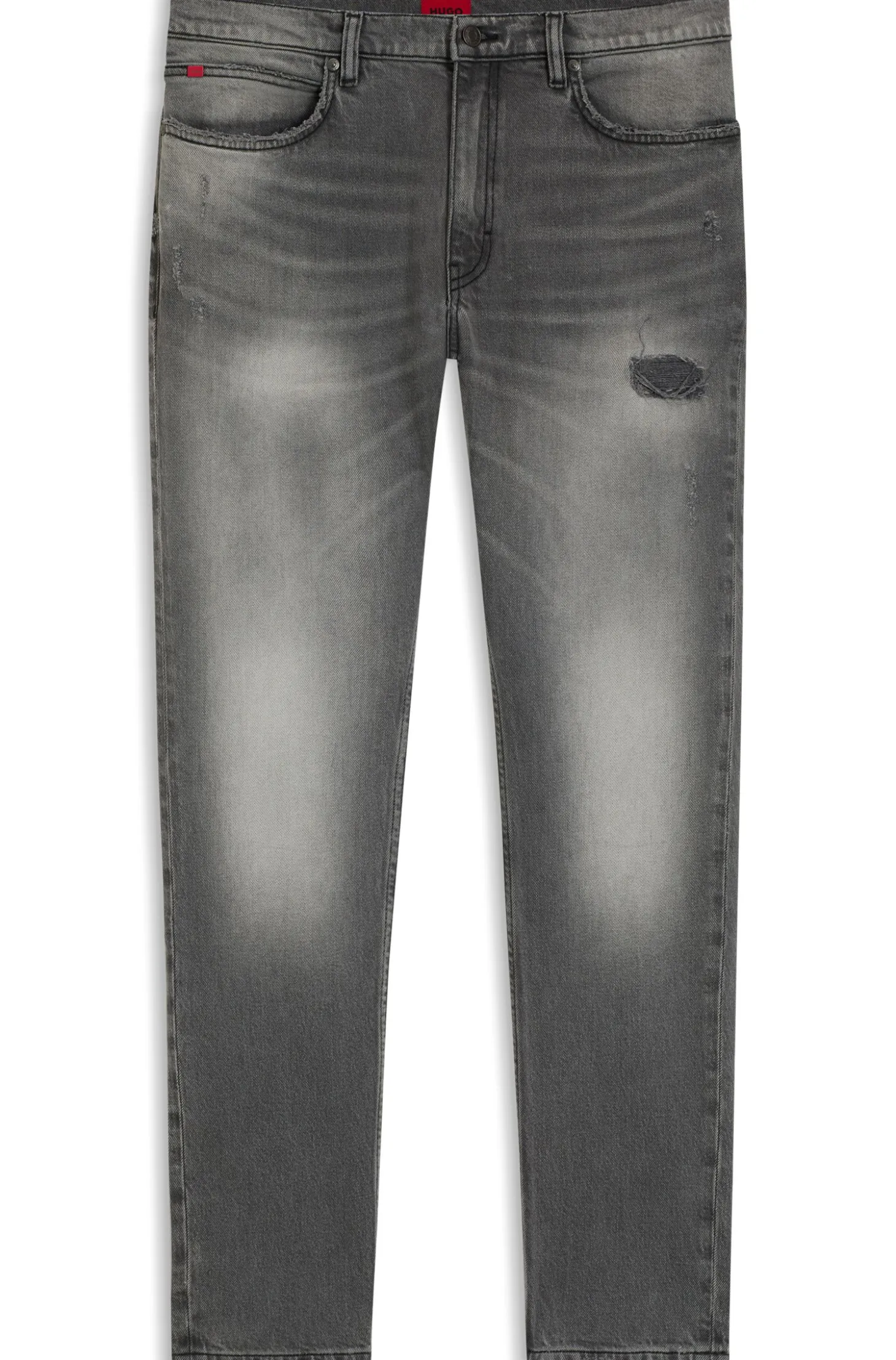 Extra-slim-fit jeans in distressed grey stretch denim